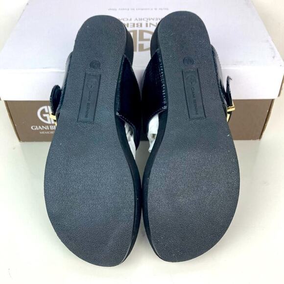 NEW * GIANI BERNINI Black Platform Rivver Wedge Slip On Thong Sandals 6.5 - Picture 12 of 14